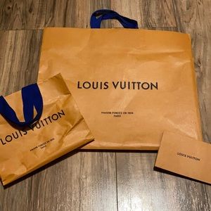 Louis Vuitton Giftt Shopping Bags lot of 3 (large, small, gift tag) Orange LV